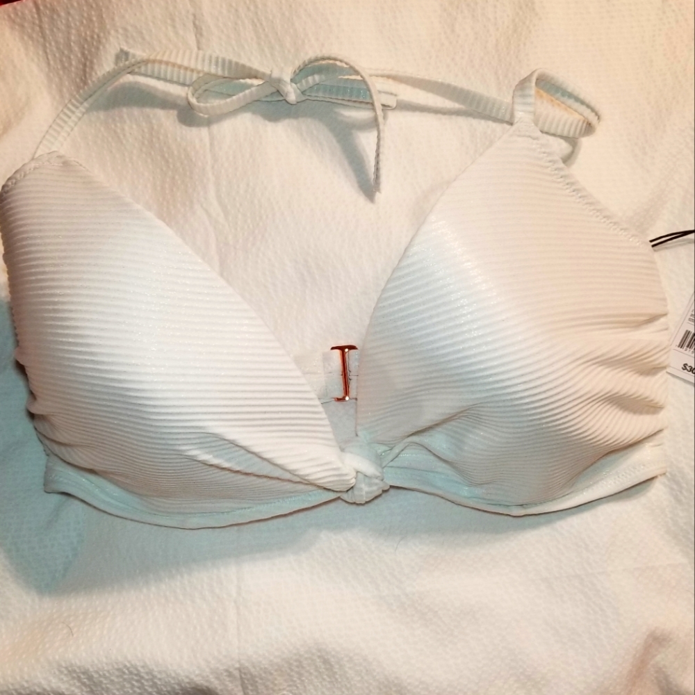 NWT UNDERWIRE BIKINI TOP MOLDED CUPS HALTER 34DD